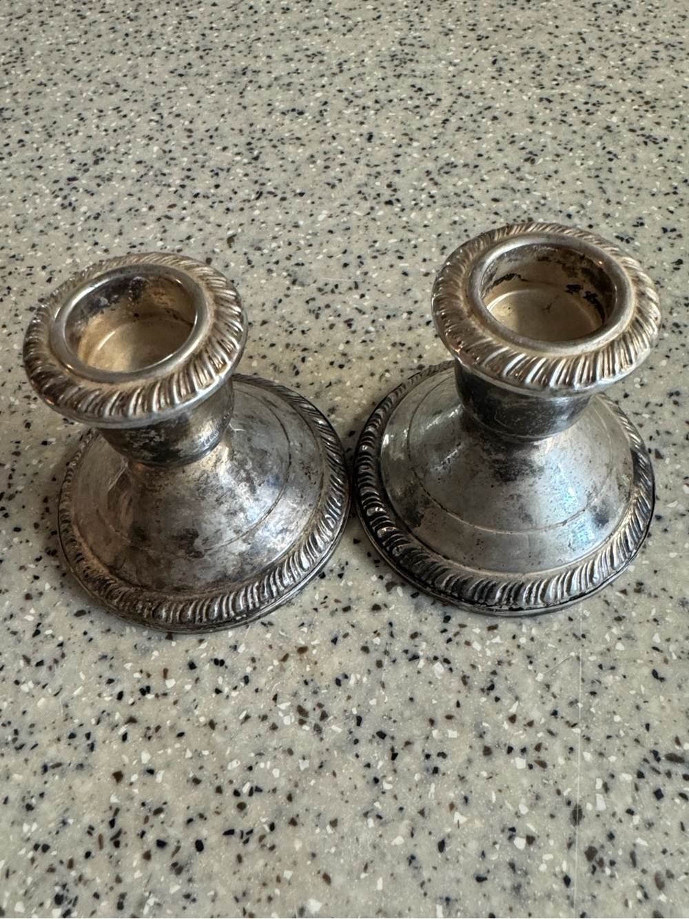 Vintage 1940s Crown -Weighted Sterling Silver Pair of Candle Holders